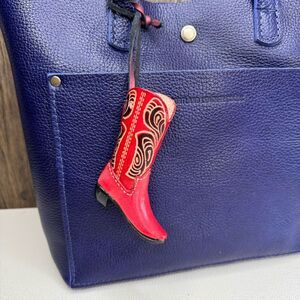 Western Leather Purse Charm Cowboy Boot Keychain NeW FAST SHIP Bag Flair
